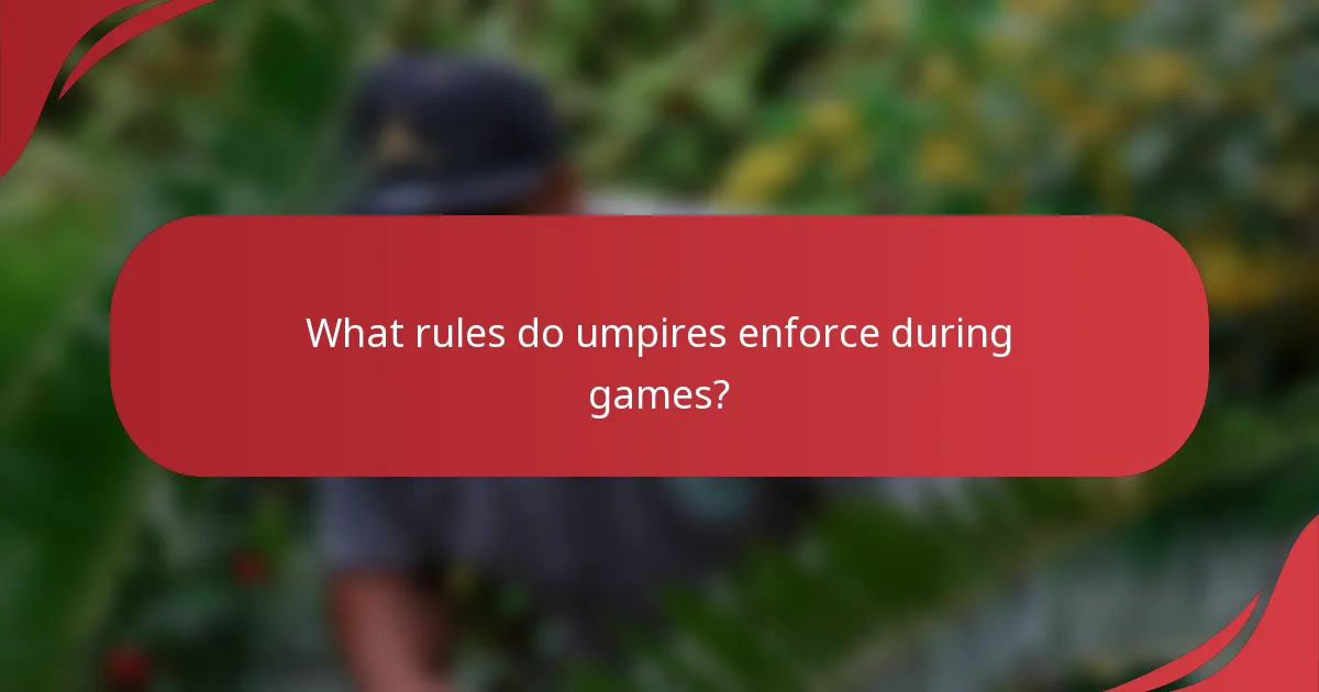 What rules do umpires enforce during games?